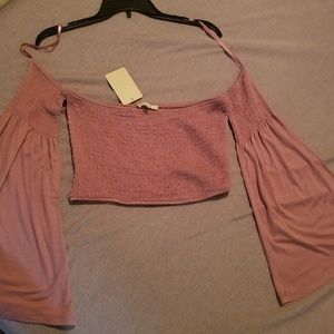 Nwt mauve bell sleeve crop top off shoulder